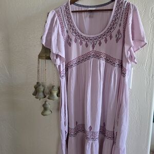 Knox Rose Light Purple Embroidered Tunic Dress With Pockets